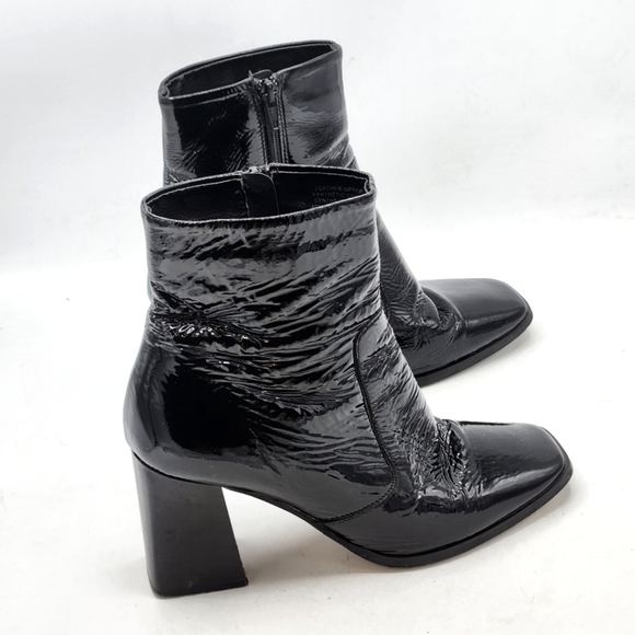 CARAVELA Strut Black Parent Leather Heel Zip Bootie Size 38 - Picture 6 of 15